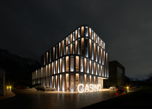 Projektmitarbeit im Planungsteam beim Entwurf eines Spielcasinos in Schaan.
Integriert ist ein kleines Restaurant sowie eine mehrstöckige Tiefgarage und eine Aussenbeleuchtung.