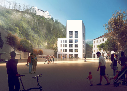 Mitarbeit beim Entwurf der Zentrumsentwicklung (Zentrumsüberbauung) Vaduz in Liechtenstein. Dabei sein diverse Gebäude in verschiedenen Erscheinungen sowie einer grossen Platzgestaltung.